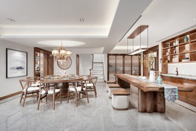 中式别墅餐厅3D模型下载